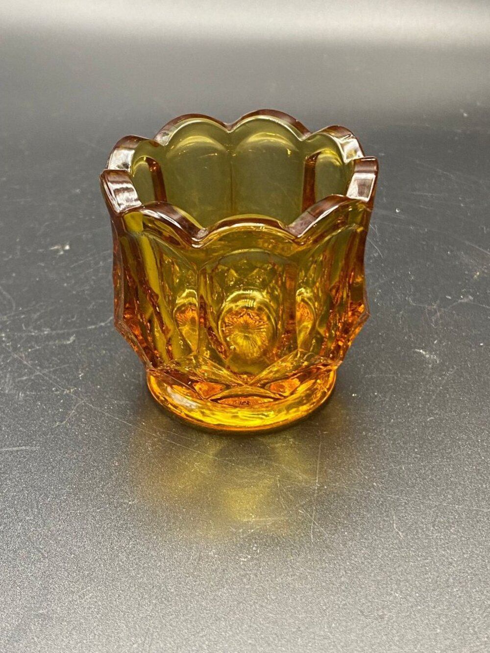 L.E. Smith Amber Toothpick Dominion Pattern